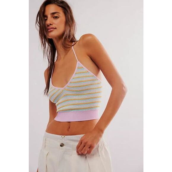 NWOT Free People Out And About Striped Halter Top - SMALL - Picture 1 of 4